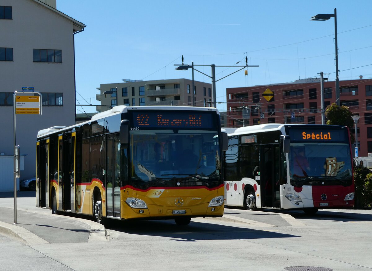 (240'013) - PostAuto Bern - Nr. 1/BE 414'001 - Mercedes am 11. September 2022 beim Bahnhof Ddingen