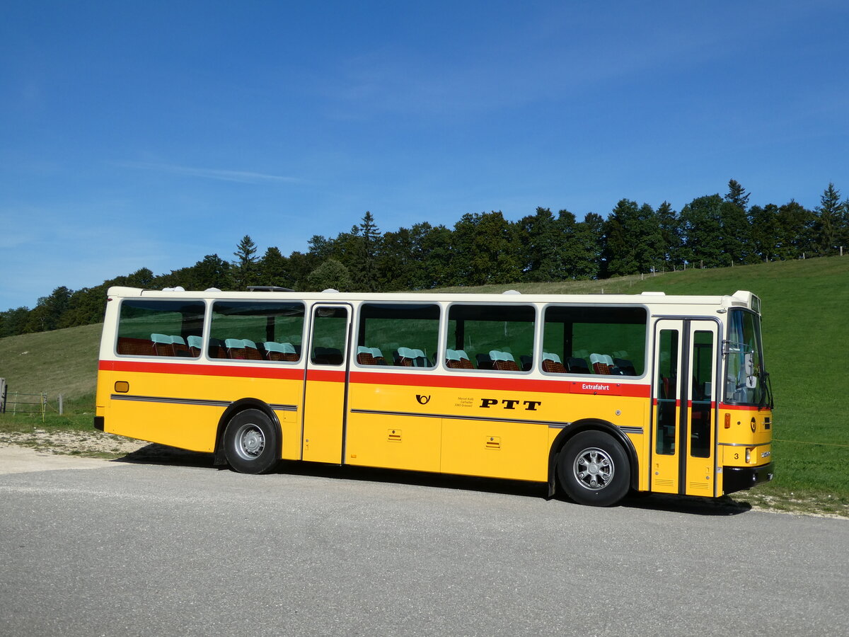 (240'091) - Kolb, Grasswil - Nr. 3/BE 93'915 - Saurer/R&J (ex Schmocker, Stechelberg Nr. 3; ex Schmocker, Stechelberg Nr. 1; ex Gertsch, Stechelberg Nr. 1) am 18. September 2022 in Herbetswil, Hinterer Brandberg