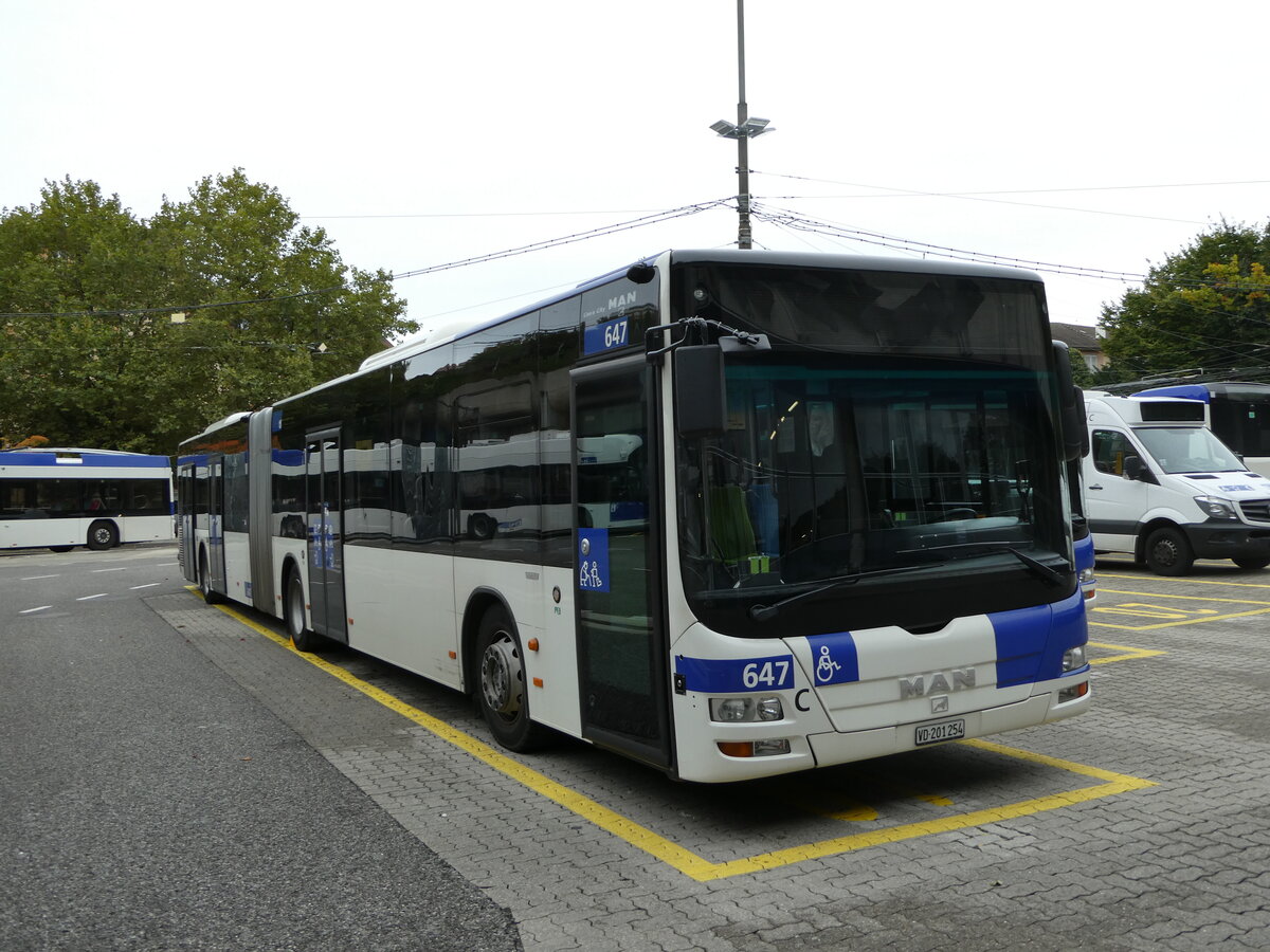 (240'428) - TL Lausanne - Nr. 647/VD 201'254 - MAN am 1. Oktober 2022 in Lausanne, Dpt Borde