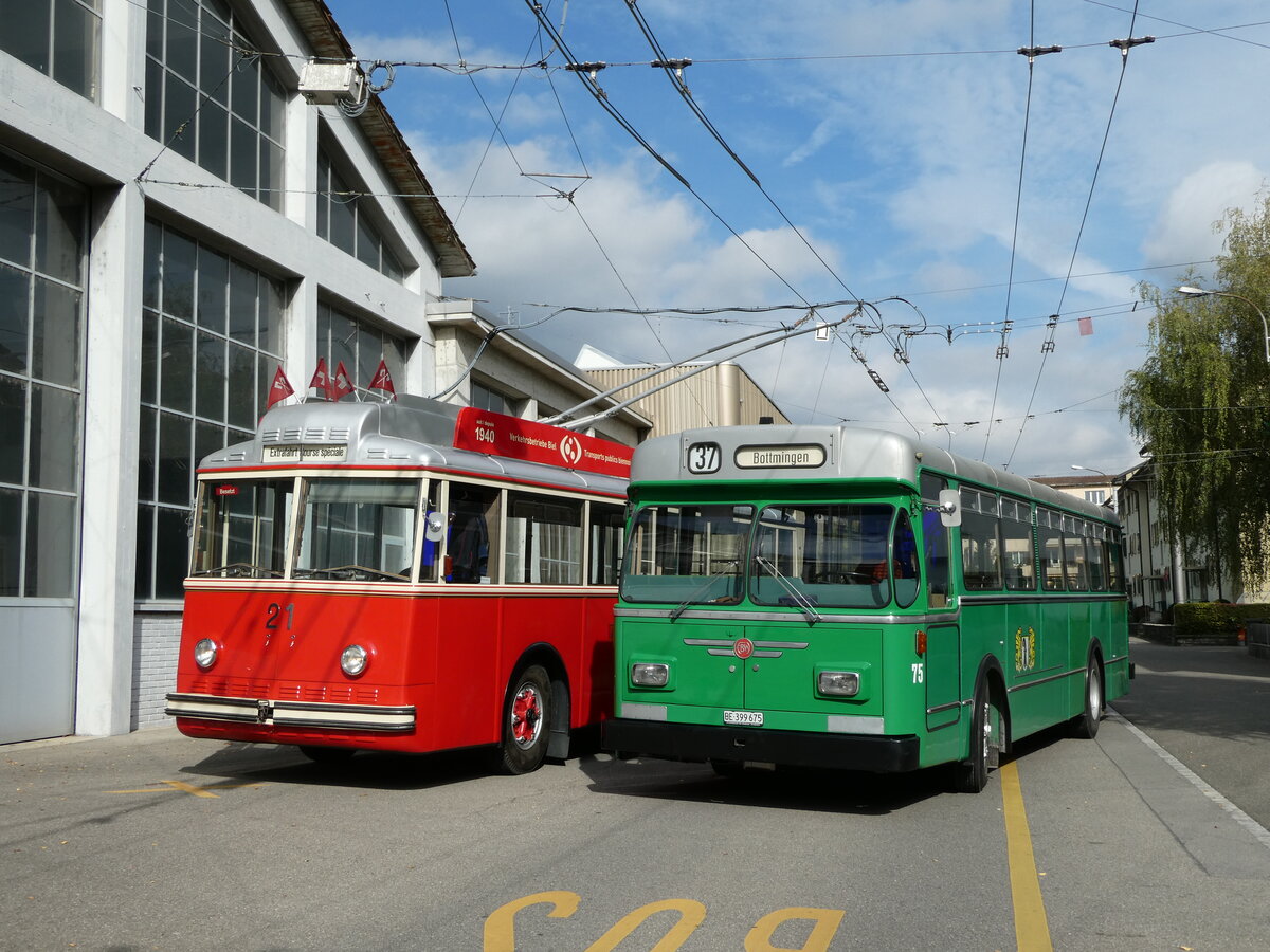 (240'844) - BVB Basel (RWB) - Nr. 75/BE 399'675 - FBW/FHS am 9. Oktober 2022 in Biel, Depot VB