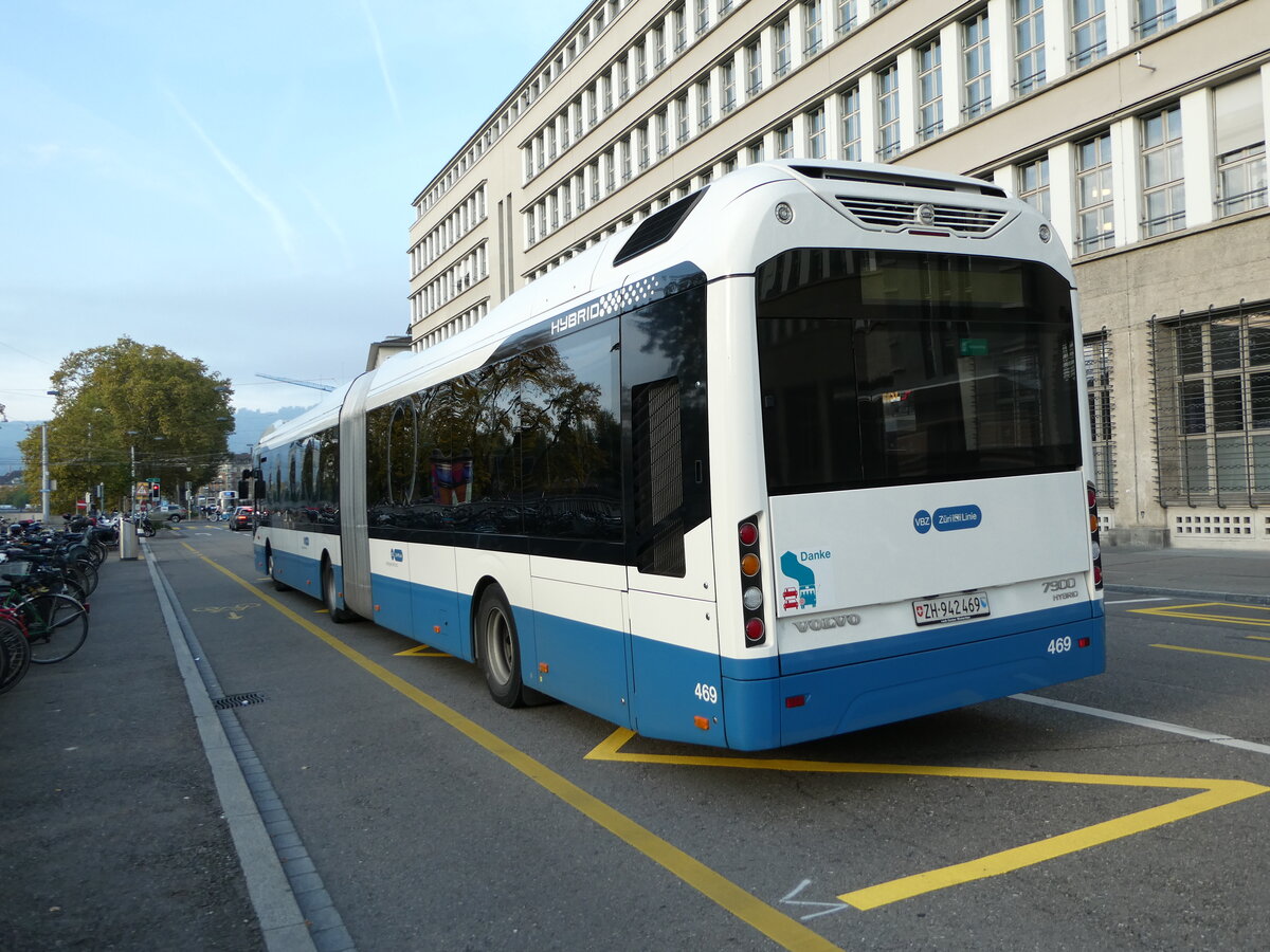 (240'893) - VBZ Zrich - Nr. 469/ZH 942'469 - Volvo am 11. Oktober 2022 in Zrich, Sihlpost