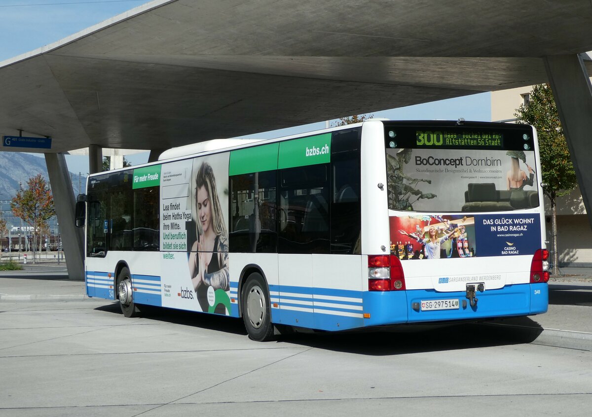 (240'981) - BSW Sargans - Nr. 341/SG 297'514 - MAN am 11. Oktober 2022 beim Bahnhof Buchs