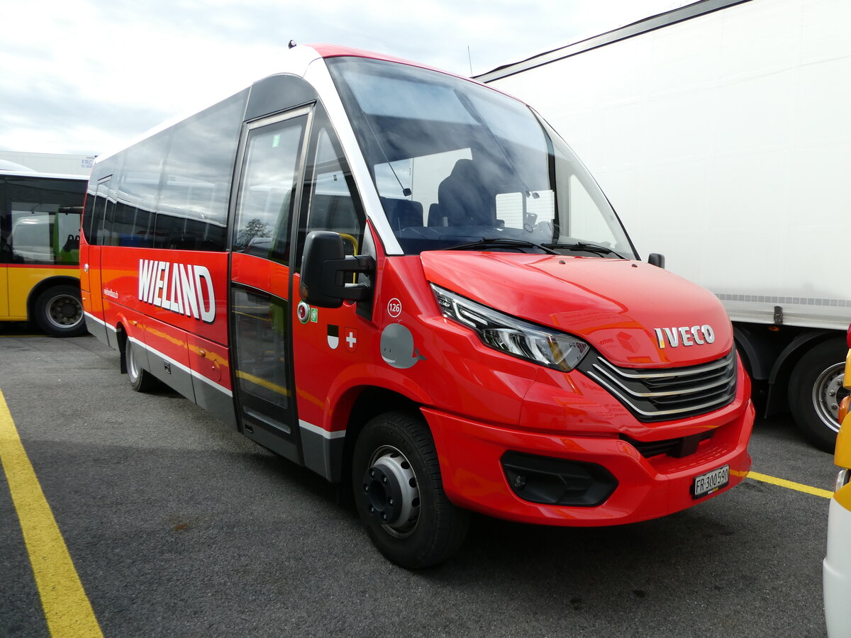 (241'379) - Wieland, Murten - Nr. 126/FR 300'590 - Iveco/Rosero am 15. Oktober 2022 in Kerzers, Interbus