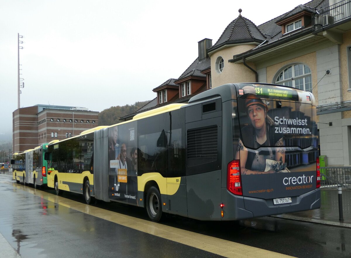 (242'114) - STI Thun - Nr. 167/BE 752'167 - Mercedes am 5. November 2022 beim Bahnhof Spiez