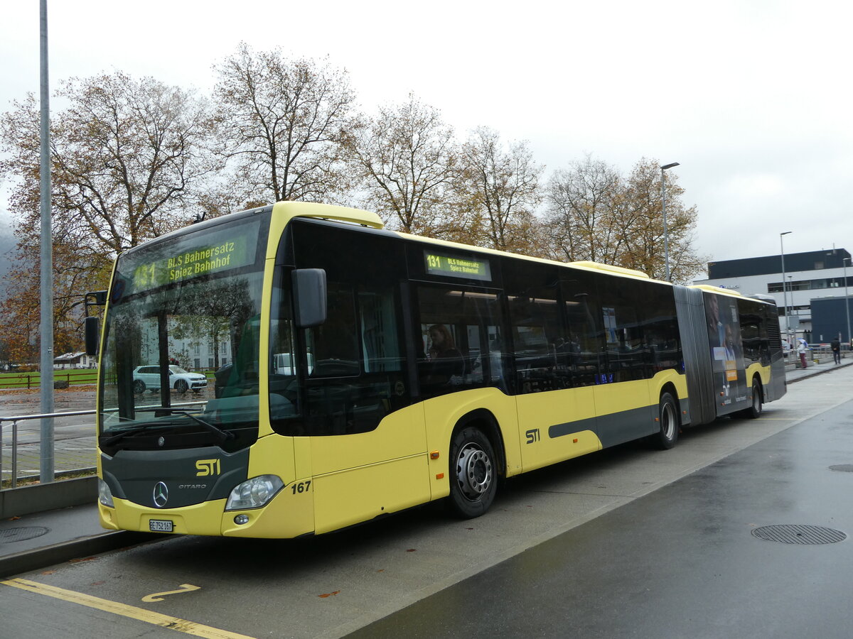 (242'117) - STI Thun - Nr. 167/BE 752'167 - Mercedes am 5. November 2022 beim Bahnhof Interlaken Ost