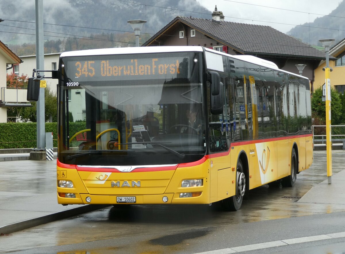 (242'172) - PostAuto Zentralschweiz - Nr. 2/OW 10'602 - MAN (ex Dillier, Sarnen Nr. 2) am 5. November 2022 beim Bahnhof Sarnen