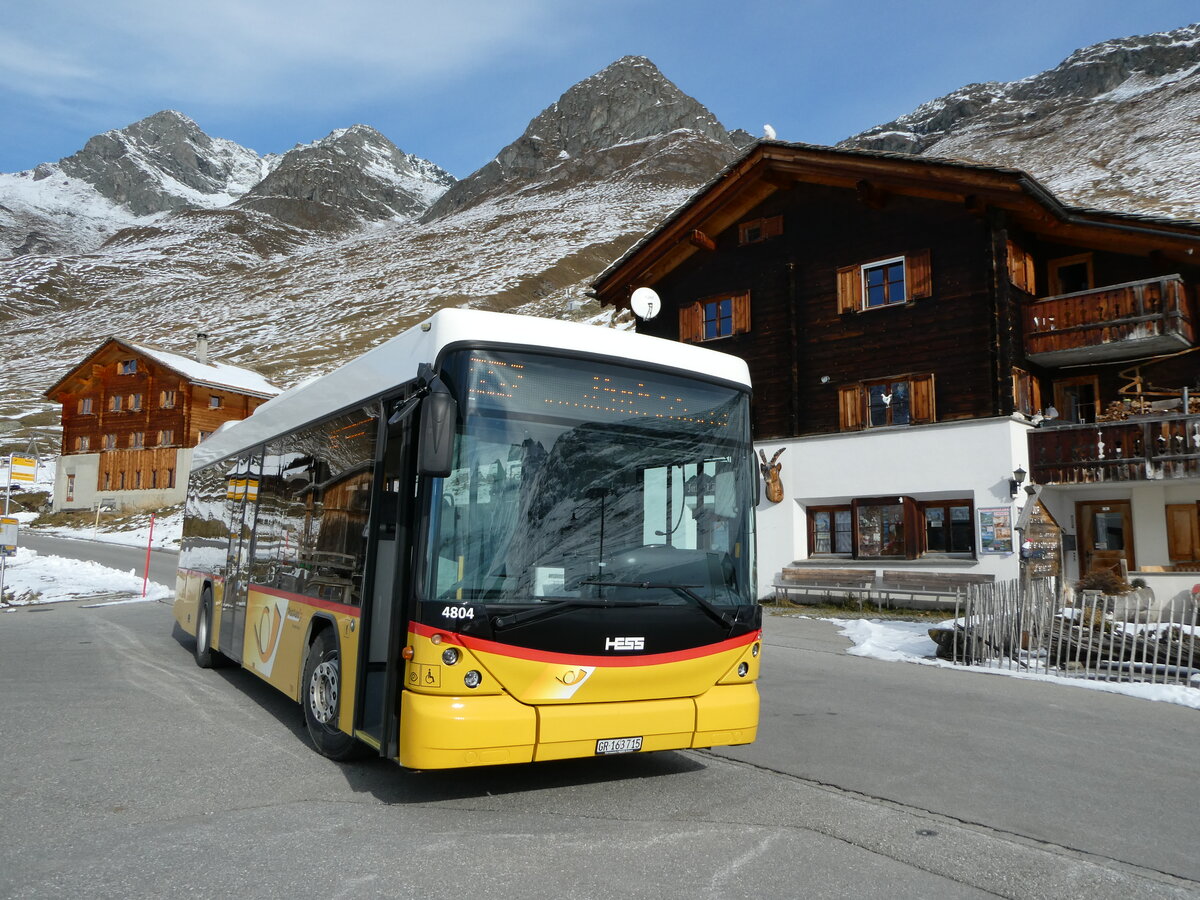 (242'266) - Gaudenz, Andeer - GR 163'715 - Scania/Hess (ex Stutz, Jonen; ex PostAuto Bern; ex AVG Meiringen Nr. 67; ex AVG Meiringen Nr. 76; ex Steiner, Messen) am 8. November 2022 in Juf