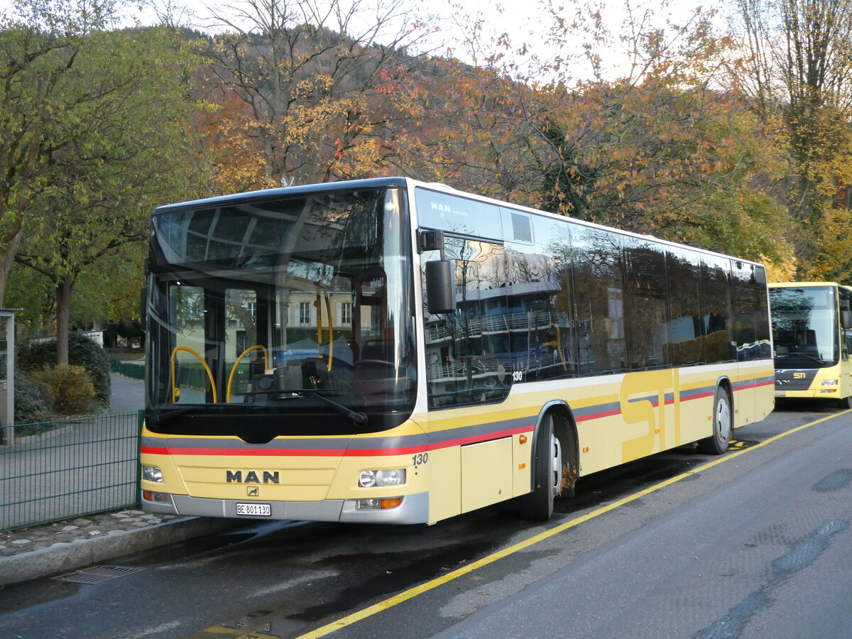 (243'019) - STI Thun - Nr. 130/BE 801'130 - MAN am 18. November 2022 bei der Schifflndte Thun