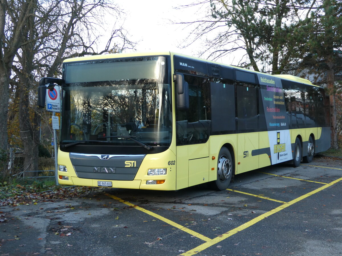 (243'154) - STI Thun - Nr. 602/BE 865'602 - MAN am 27. November 2022 in Thun, Garage