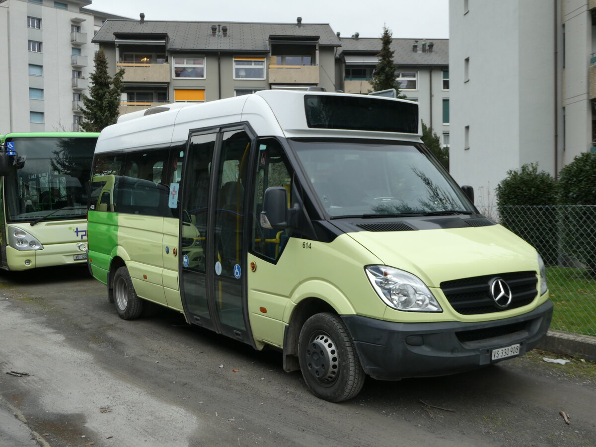 (243'439) - TPC Aigle - Nr. 614/VS 330'908 - Mercedes (ex Nr. CP01; ex PostAuto Wallis; ex Epiney, Ayer) am 3. Dezember 2022 in Monthey, Garage