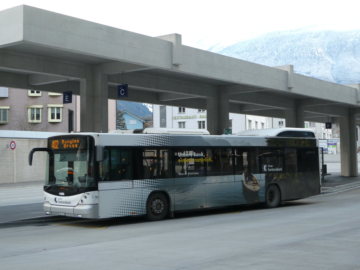 (243'538) - AAGU Altdorf - Nr. 3/UR 9443 - Hess am 7. Dezember 2022 beim Bahnhof Altdorf