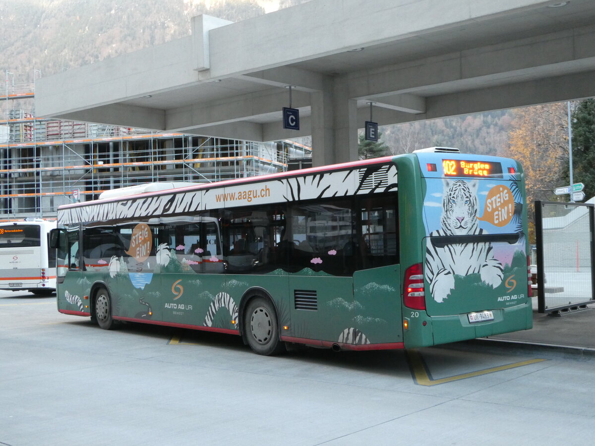 (243'554) - AAGU Altdorf - Nr. 20/UR 9483 - Mercedes (ex AAGS Schwyz Nr. 35; ex AAGS Schwyz Nr. 10) am 7. Dezember 2022 beim Bahnhof Altdorf