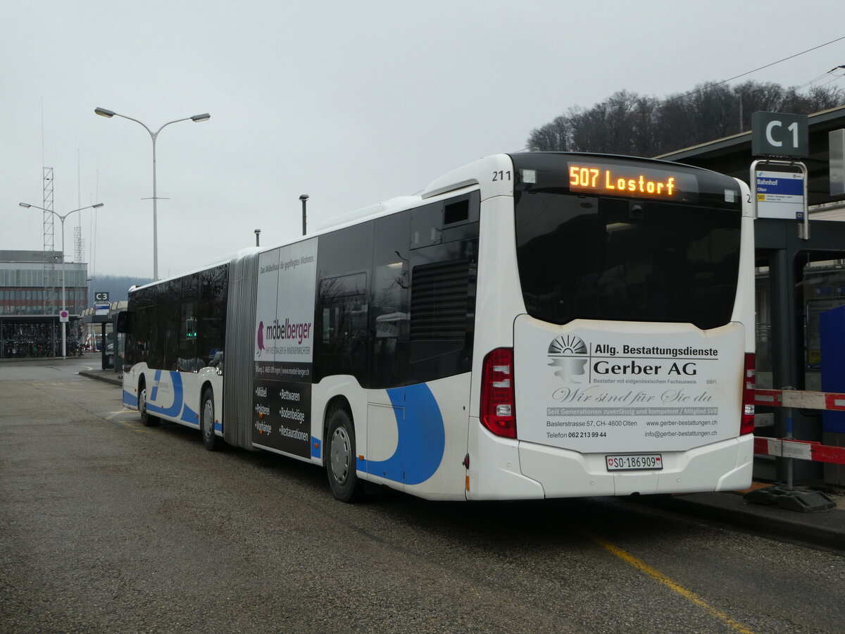 (243'898) - BOGG Wangen b.O. - Nr. 211/SO 186'909 - Mercedes am 15. Dezember 2022 beim Bahnhof Olten