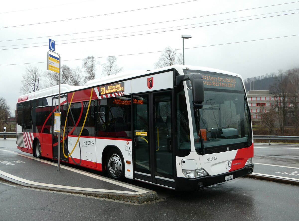 (244'407) - Niederer, Filzbach - Nr. 14/GL 46/PID 5575 - Mercedes am 3. Januar 2023 beim Bahnhof Ziegelbrcke 