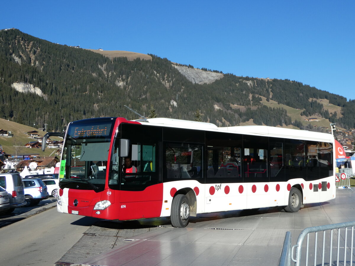 (244'640) - TPF Fribourg (Wieland 116) - Nr. 614/FR 300'318 - Mercedes (ex Nr. 1015) am 7. Januar 2023 in Adelboden, Weltcup