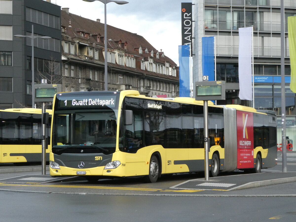 (245'064) - STI Thun - Nr. 708/BE 865'708 - Mercedes am 15. Januar 2023 beim Bahnhof Thun