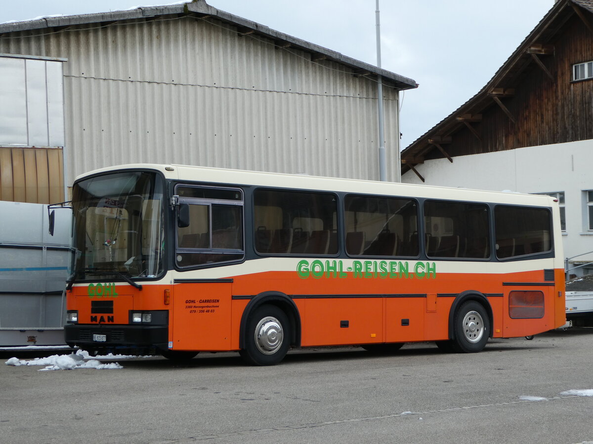 (245'217) - Gohl, Herzogenbuchsee - BE 815'877 - MAN/Lauber (ex AMSA Chiasso Nr. 19; ex Tresch, Amsteg PID 2290) am 21. Januar 2023 in Herzogenbuchsee, Garage