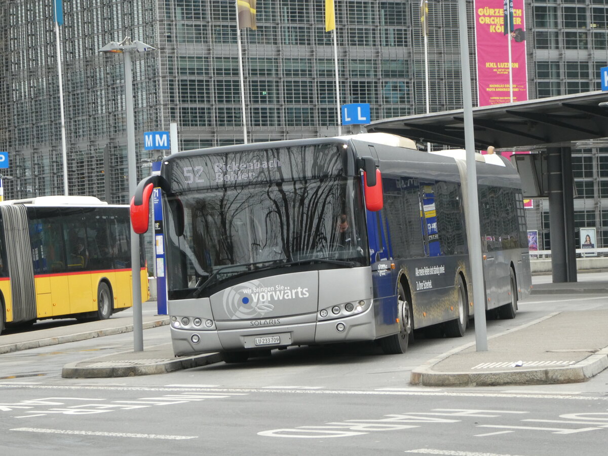 (245'370) - AAGR Rothenburg - Nr. 11/LU 233'709 - Solaris am 25. Januar 2023 beim Bahnhof Luzern