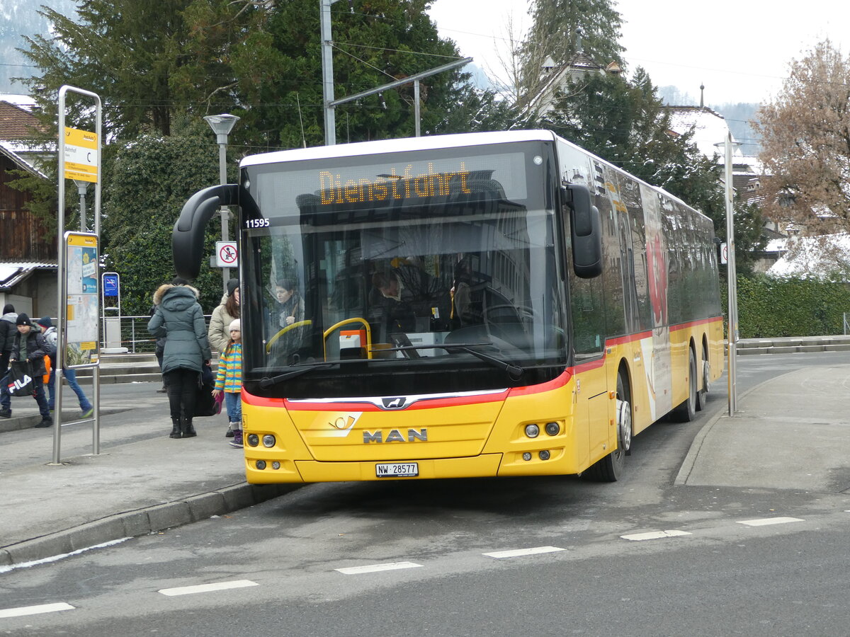 (245'405) - PostAuzt Zentralschweiz - Nr. 71/NW 28'577/PID 11'595 - MAN am 25. Januar 2023 beim Bahnhof Stans