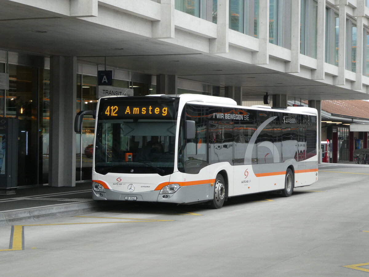 (245'411) - AAGU Altdorf - Nr. 22/UR 9142 - Mercedes am 25. Januar 2023 beim Bahnhof Altdorf