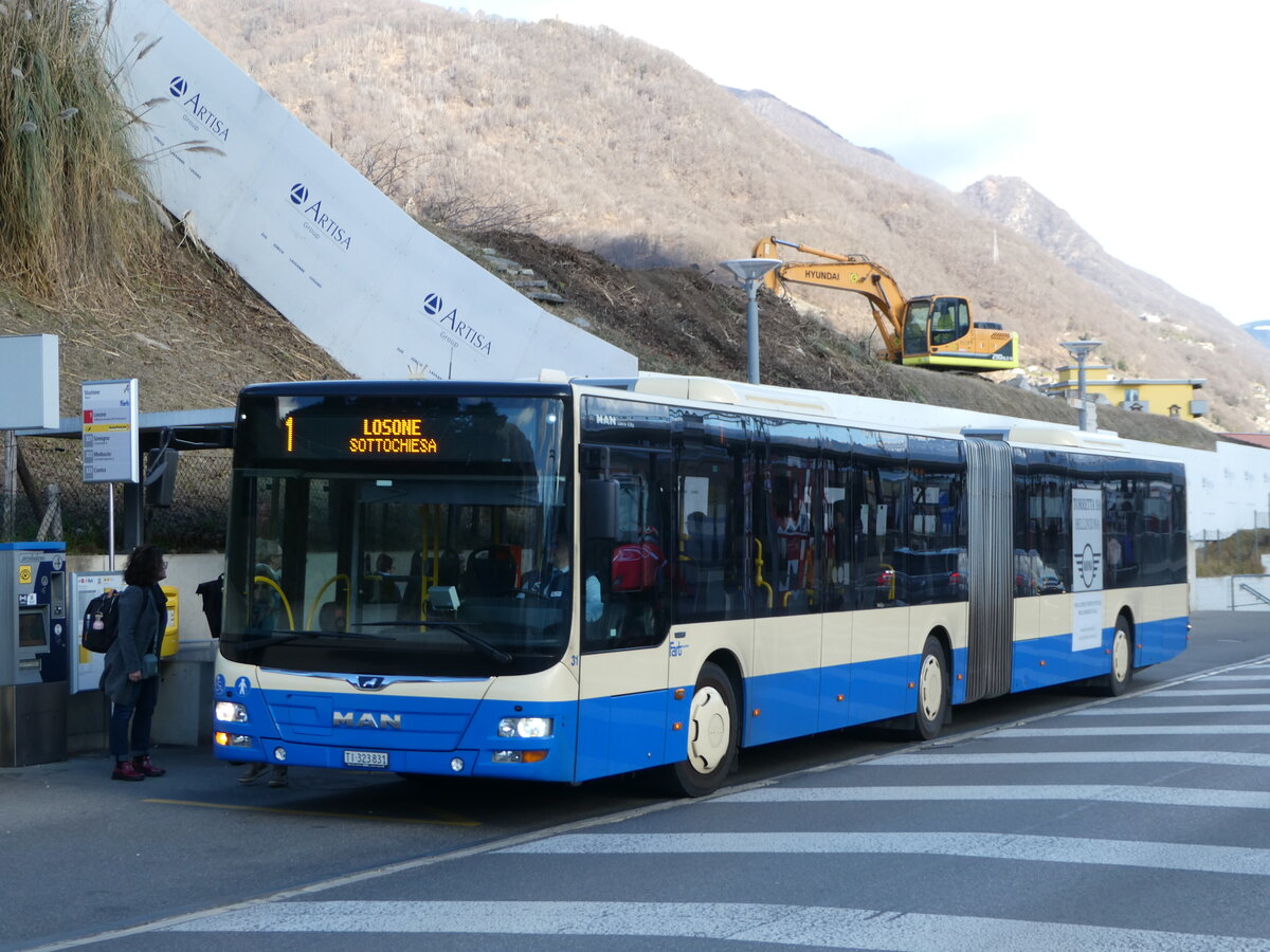 (245'816) - FART Locarno - Nr. 31/TI 323'831 - MAN am 4. Februar 2023 beim Bahnhof Tenero