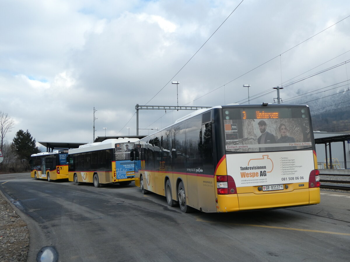 (245'865) - Dnser, Trimmis - GR 83'137/PID 5663 - MAN am 6. Februar 2023 beim Bahnhof Untervaz-Trimmis