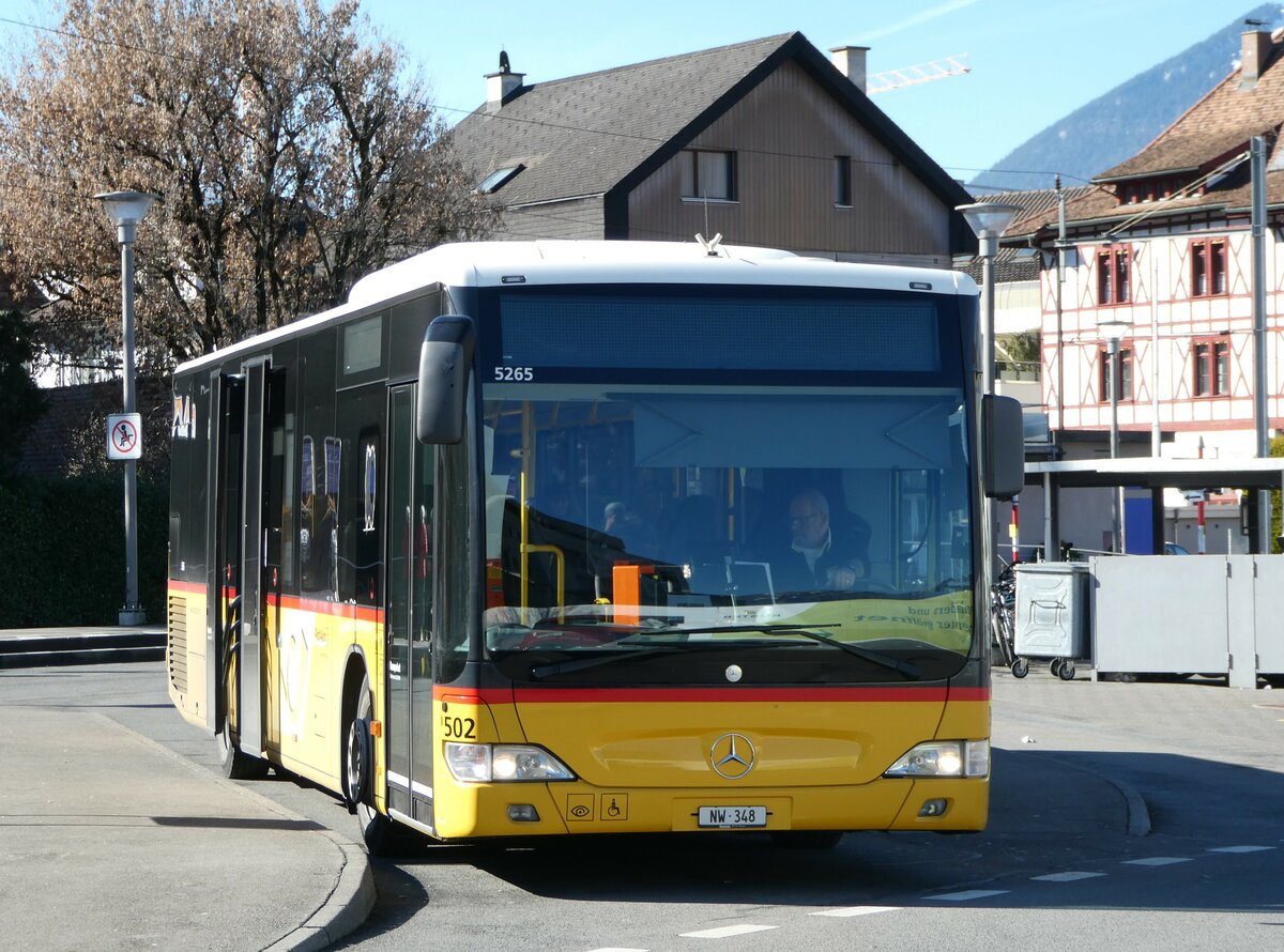 (246'159) - PostAuto Zentralschweiz - Nr. 502/NW 348/PID 5265 - Mercedes (ex Nr. 52; ex Nr. 31; ex Thepra, Stans Nr. 31) am 16. Februar 2023 beim Bahnhof Stans