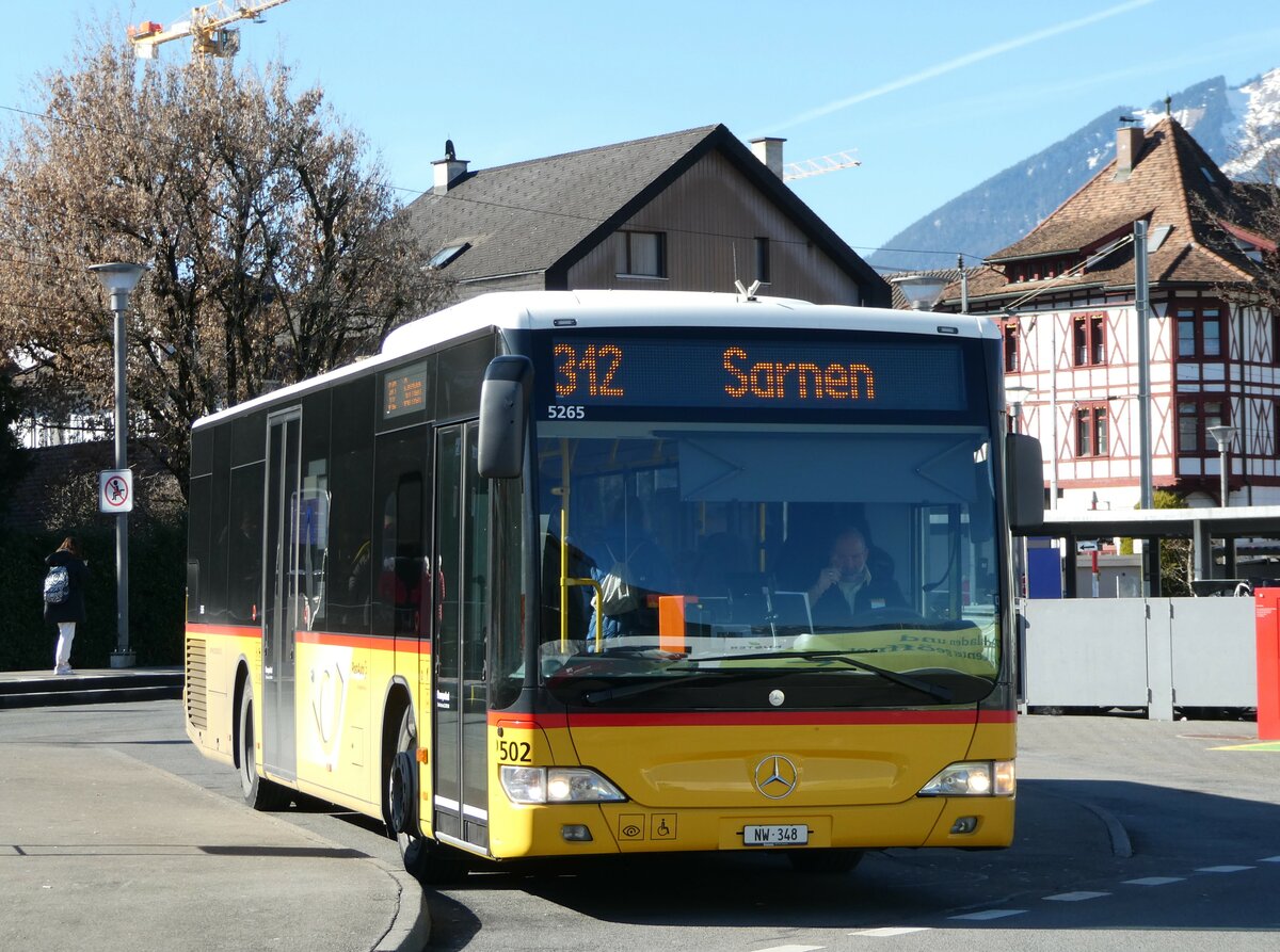 (246'160) - PostAuto Zentralschweiz - Nr. 502/NW 348/PID 5265 - Mercedes (ex Nr. 52; ex Nr. 31; ex Thepra, Stans Nr. 31) am 16. Februar 2023 beim Bahnhof Stans