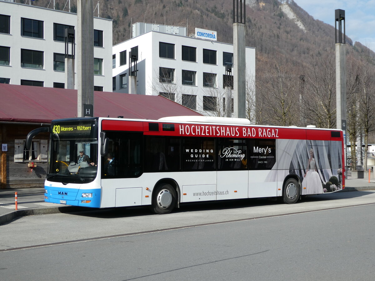 (246'513) - BSW Sargans - Nr. 340/SG 297'513 - MAN am 24. Februar 2023 beim Bahnhof Sargans