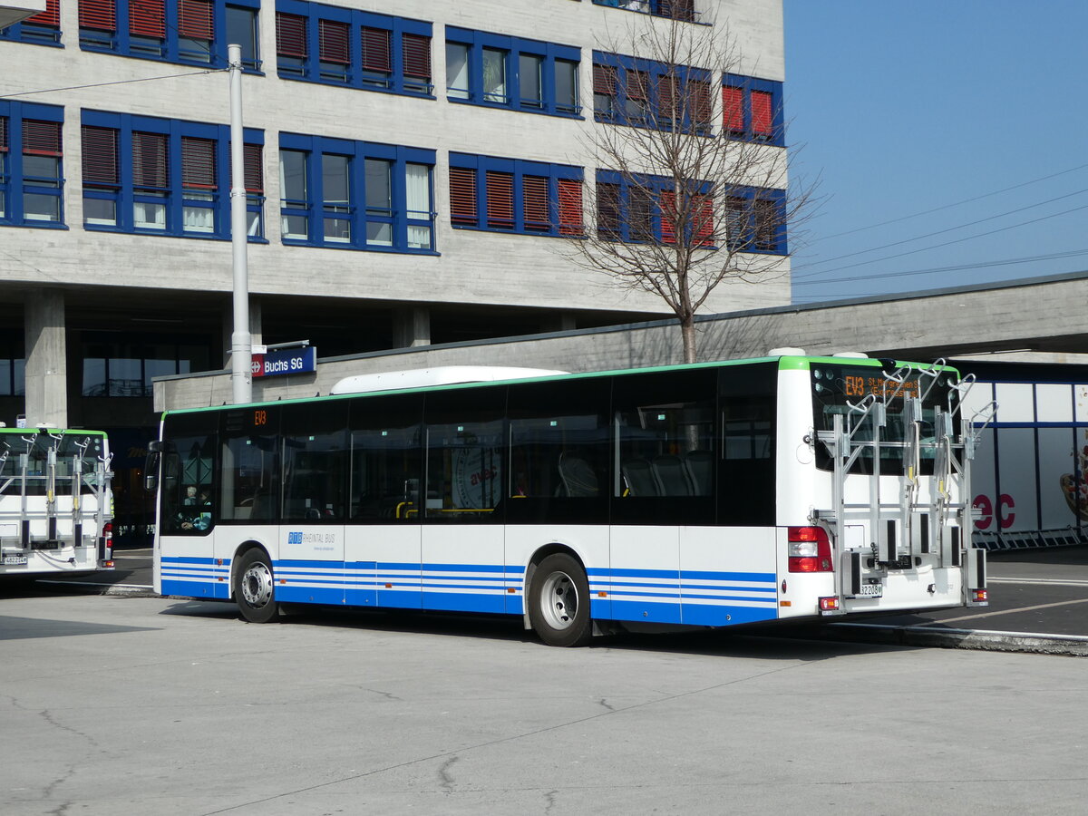 (246'857) - RTB Altstätten - Nr. 912/SG 482'208 - MAN (ex PostBus/A) am 4. März 2023 beim Bahnhof Buchs