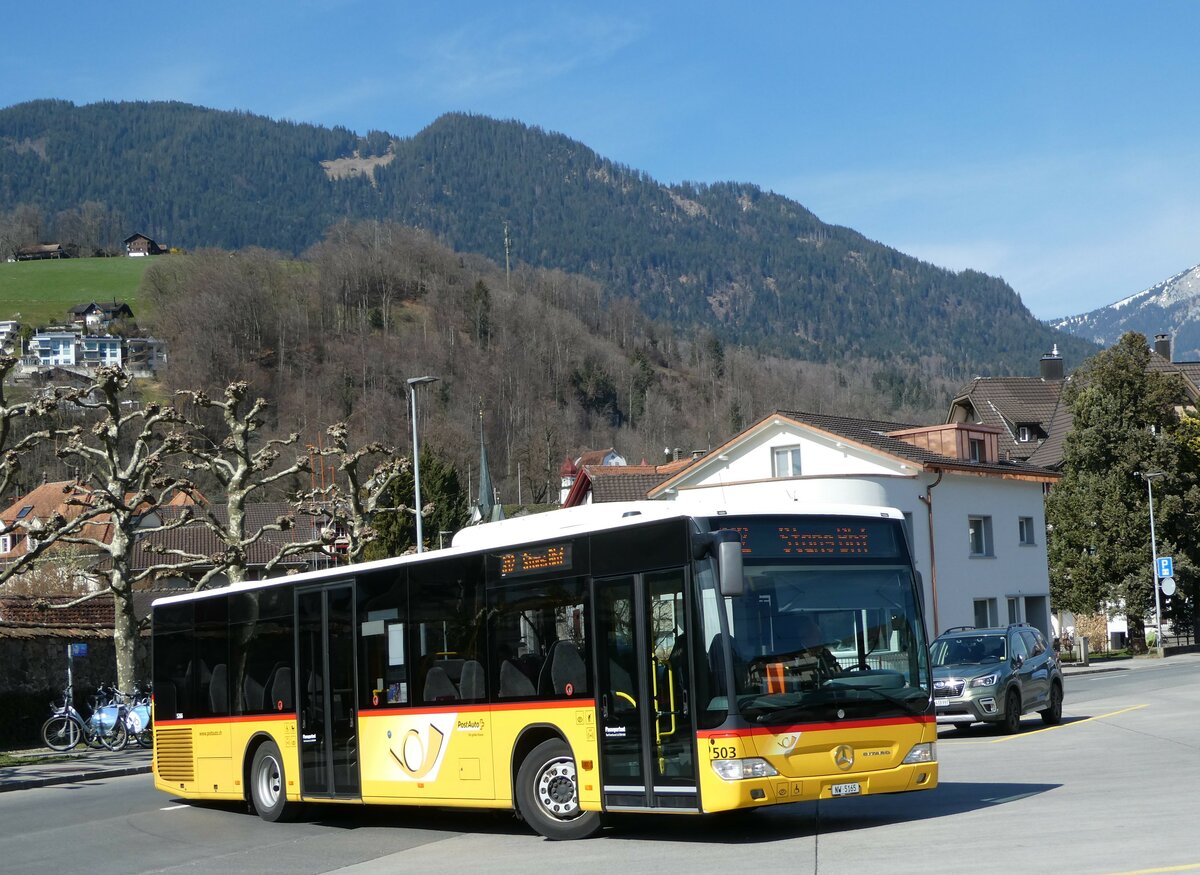 (247'419) - PostAuto Zentralschweiz - Nr. 503/NW 5165/PID 5266 - Mercedes (ex Nr. 53; ex Nr. 32; ex Thepra, Stans Nr. 32) am 18. Mrz 2023 beim Bahnhof Sarnen