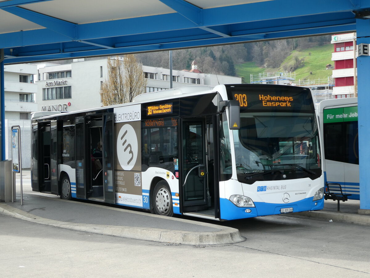 (247'533) - RTB Altsttten - Nr. 30/SG 309'266 - Mercedes am 21. Mrz 2023 beim Bahnhof Heerbrugg