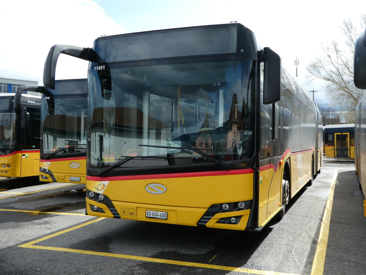 (247'662) - CarPostal Ouest - VD 604'400/PID 11'491 - Solaris am 25. Mrz 2023 in Yverdon, Garage