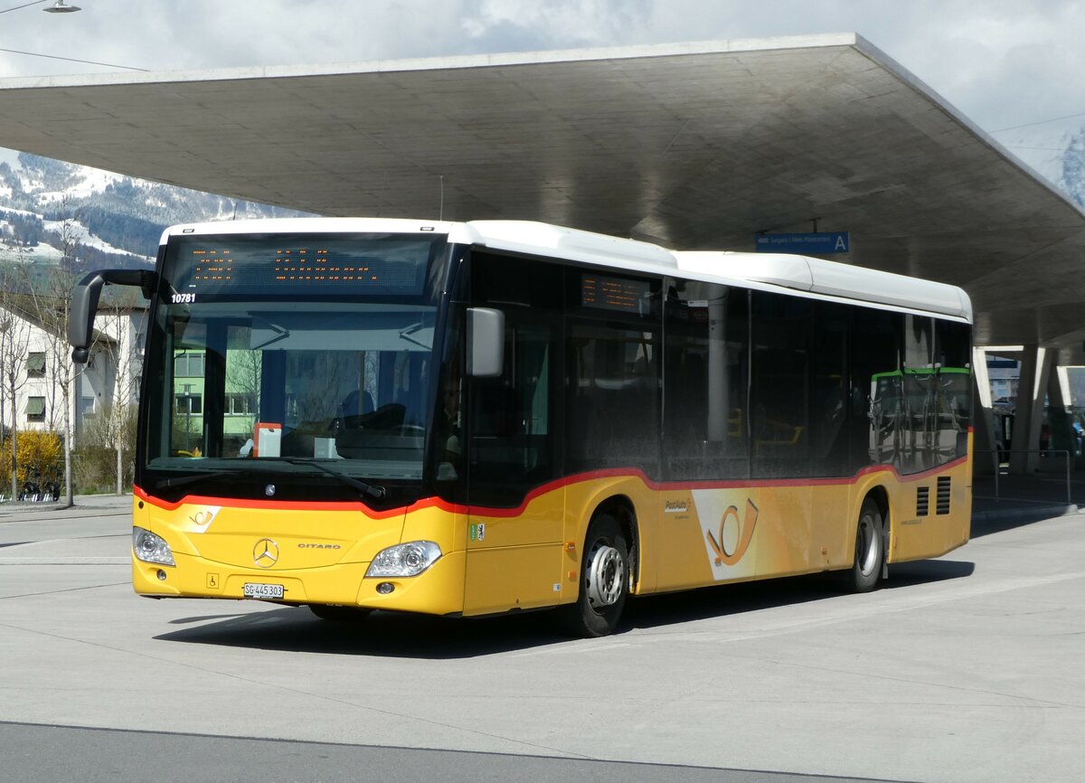 (247'776) - PostAuto Ostschweiz - SG 445'303/PID 10'781 - Mercedes am 28. Mrz 2023 beim Bahnhof Buchs