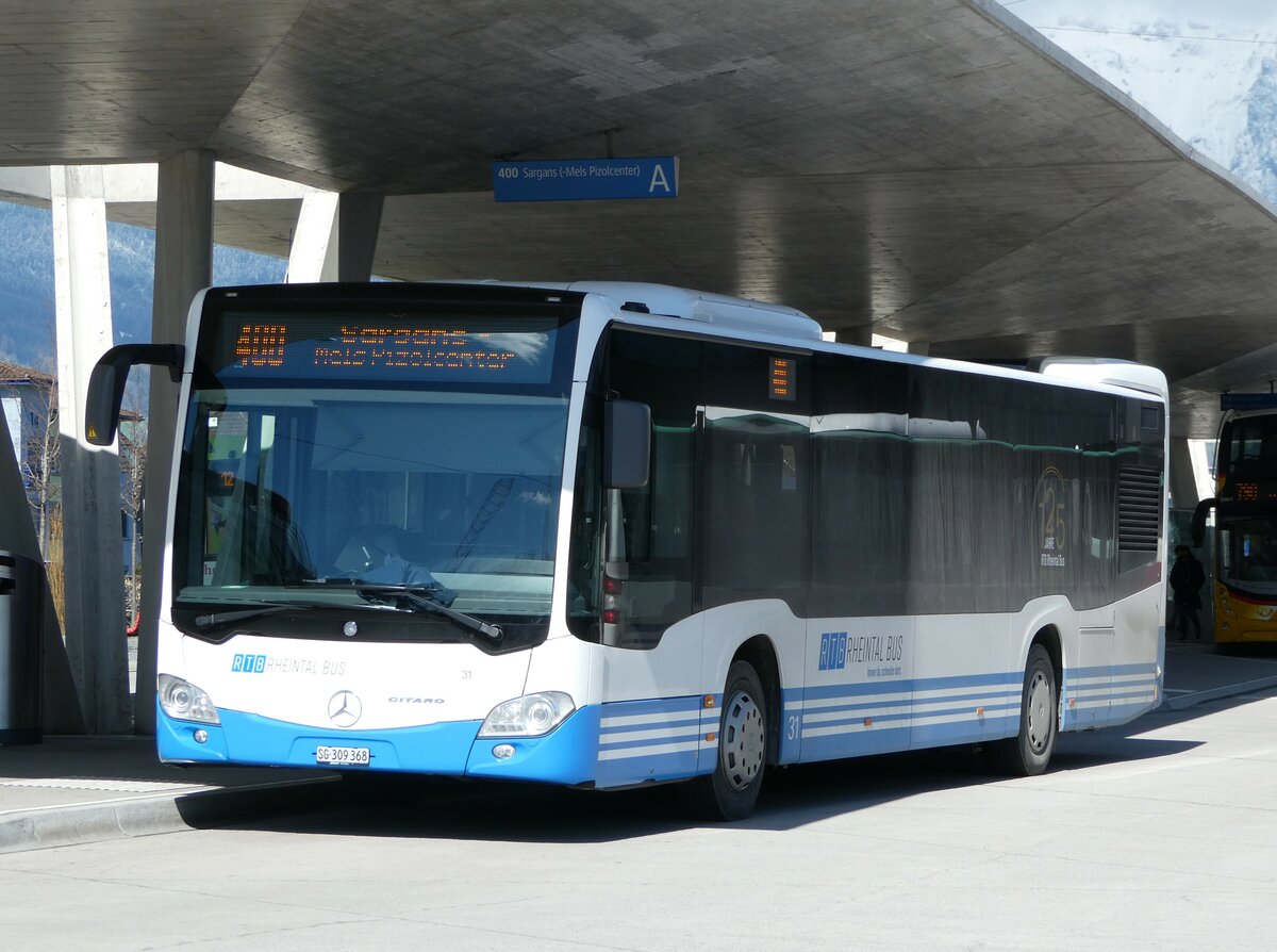 (247'780) - RTB Altsttten - Nr. 31/SG 309'368 - Mercedes am 28. Mrz 2023 beim Bahnhof Buchs