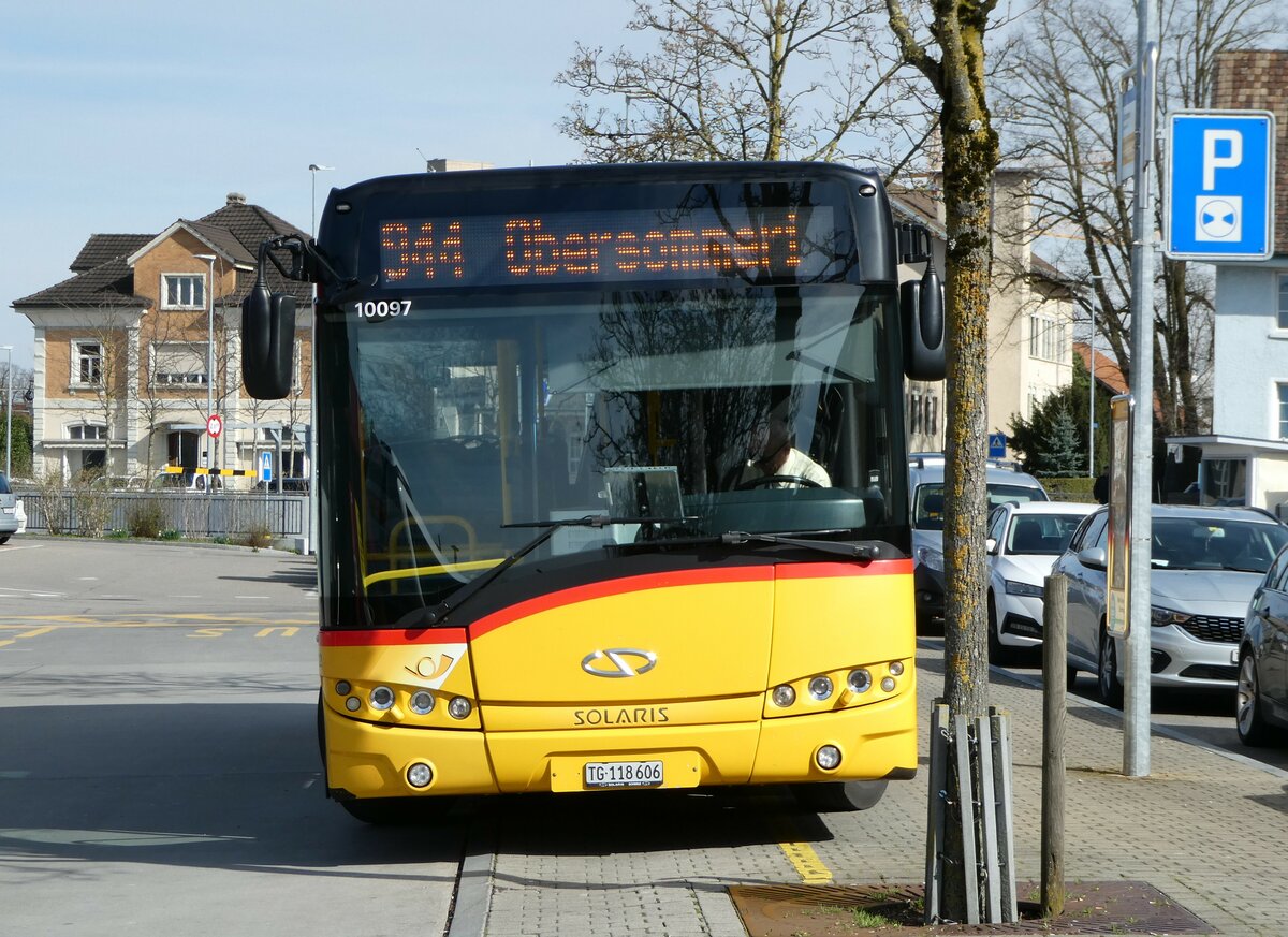 (247'812) - BOTG Amriswil - Nr. 22/TG 118'606/PID 10'097 - Solaris am 28. Mrz 2023 beim Bahnhof Amriswil