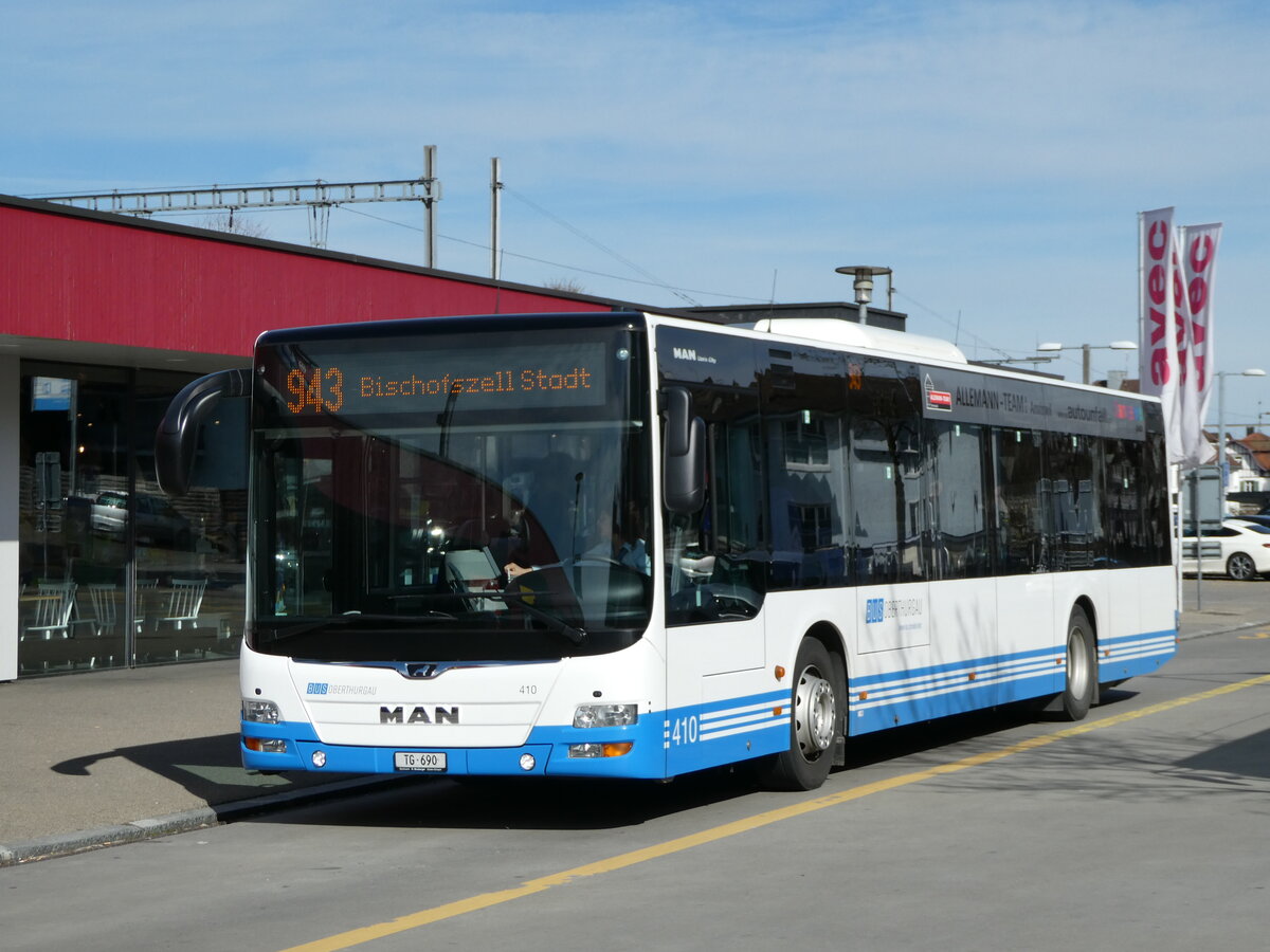 (247'814) - BOTG Amriswil - Nr. 410/TG 690 - MAN am 28. Mrz 2023 beim Bahnhof Amriswil