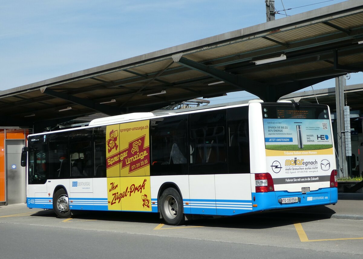 (248'126) - BOTG Amriswil - Nr. 406/TG 180'556 - MAN (ex Nr. 2) am 6. April 2023 beim Bahnhof Romanshorn