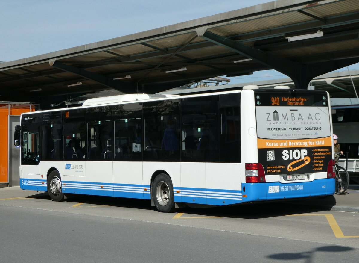 (248'129) - BOTG Amriswil - Nr. 413/TG 691 - MAN am 6. April 2023 beim Bahnhof Romanshorn