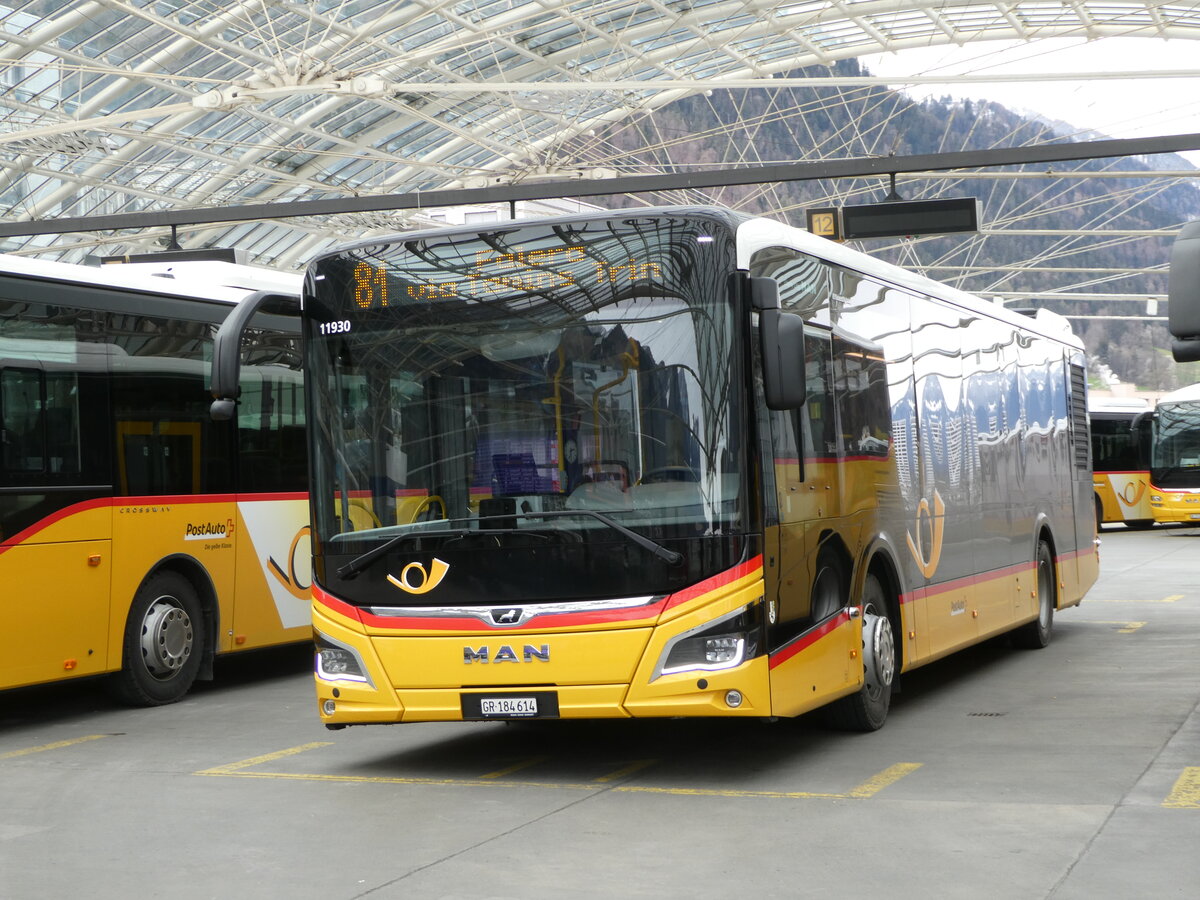 (248'548) - PostAuto Graubnden - GR 184'614/PID 11'930 - MAN am 15. April 2023 in Chur, Postautostation