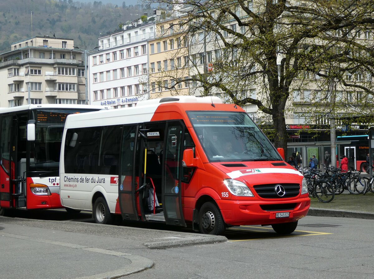 (249'020) - CJ Tramelan - Nr. 155/BE 545'815 - Mercedes am 22. April 2023 beim Bahnhof Biel