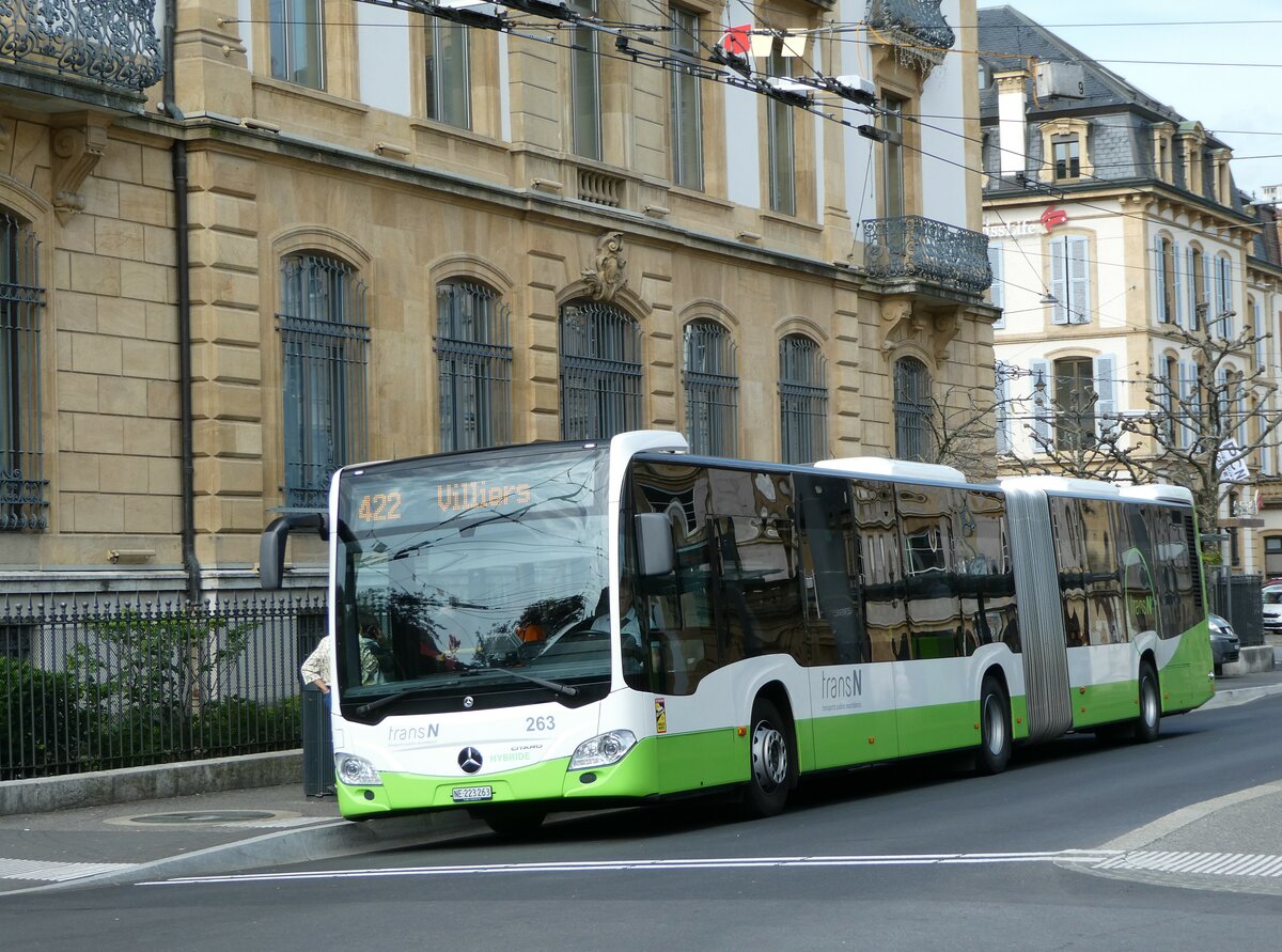 (249'580) - transN, La Chaux-de-Fonds - Nr. 263/NE 223'263 - Mercedes am 5. Mai 2023 in Neuchtel, Place Pury