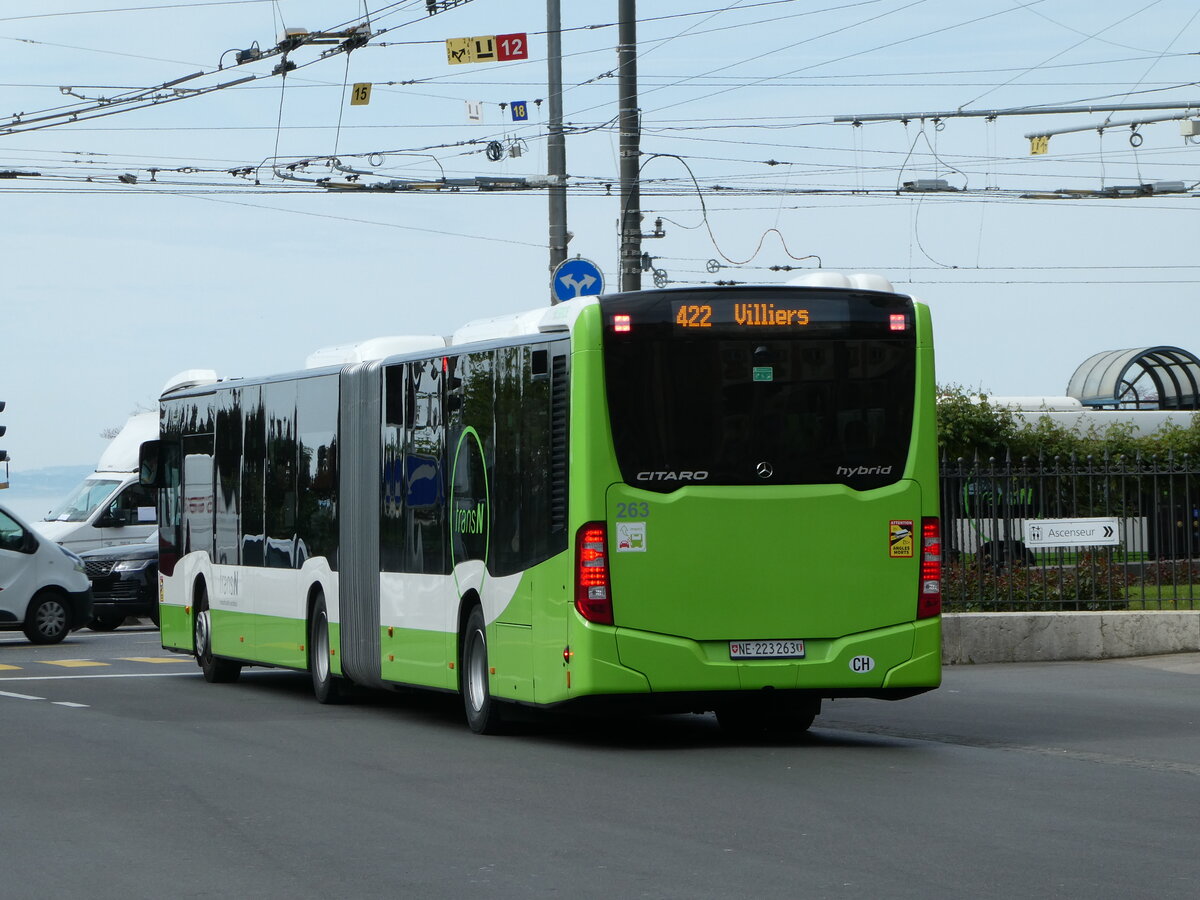 (249'588) - transN, La Chaux-de-Fonds - Nr. 263/NE 223'263 - Mercedes am 5. Mai 2023 in Neuchtel, Place Pury