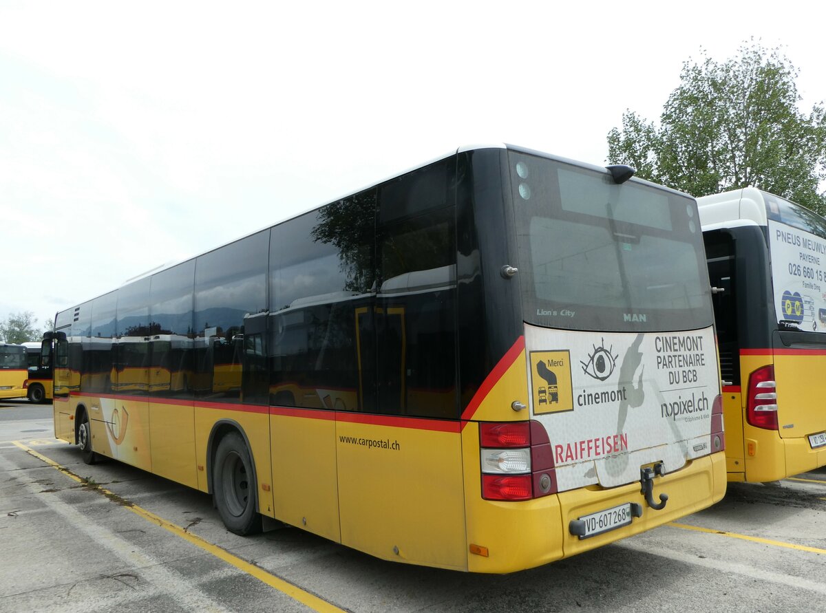 (250'205) - CarPostal Ouest - VD 607'268/PID 10'385 - MAN (ex JU 52'241; ex Nr. 60) am 18. Mai 2023 in Yverdon, Garage