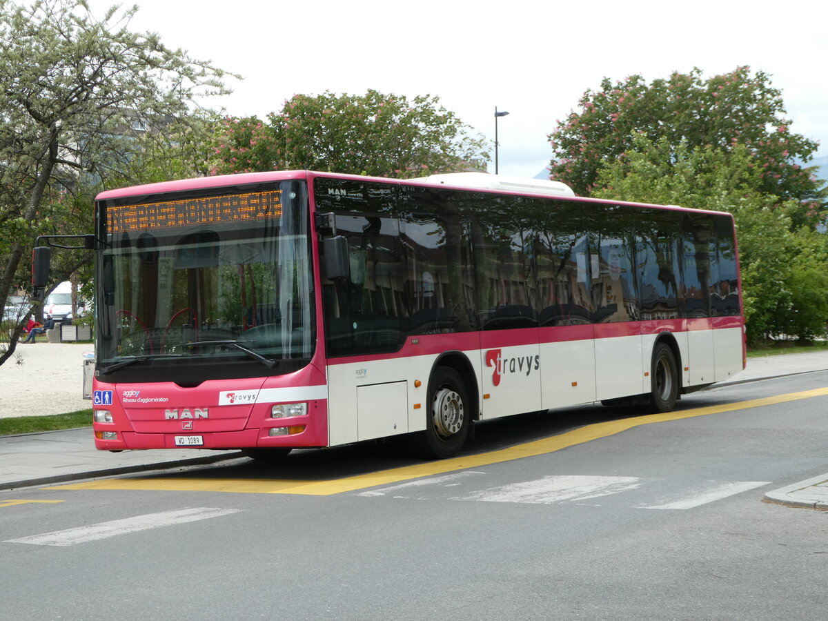 (250'207) - TRAVYS Yverdon - Nr. 112/VD 1089 - MAN am 18. Mai 2023 beim Bahnhof Yverdon