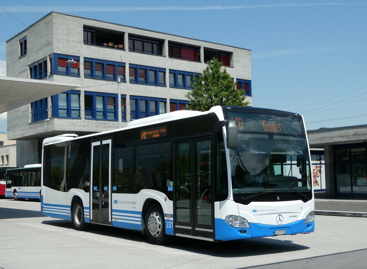 (250'816) - BSW Sargans - Nr. 331/SG 297'505 - Mercedes am 30. Mai 2023 beim Bahnhof Buchs