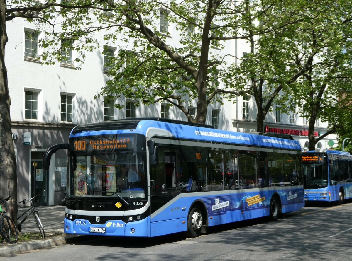 (251'080) - MVG Mnchen - Nr. 4026/M-VG 4026 - Ebusco am 5. Juni 2023 beim Hauptbahnhof Mnchen