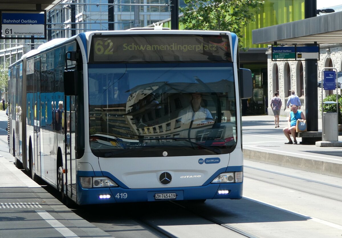 (251'474) - VBZ Zrich - Nr. 419/ZH 745'419 - Mercedes am 13. Juni 2023 beim Bahnhof Zrich Oerlikon