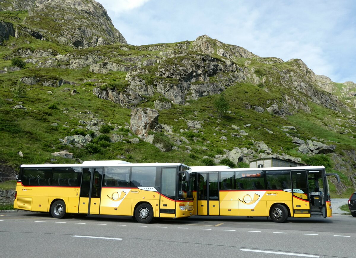 (252'582) - PostAuto Bern - BE 401'465/PID 4715 - Setra (ex AVG Meiringen Nr. 65) am 9. Juli 2023 in Susten, Steingletscher