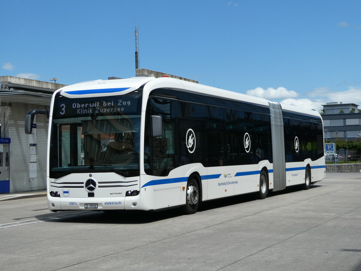 (253'343) - ZVB Zug - Nr. 8/ZG 88'008 - Mercedes am 3. August 2023 beim Bahnhof Baar